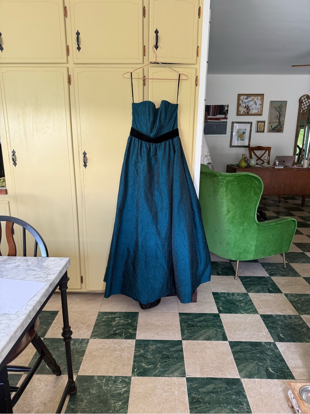 Monique Lhuillier Teal Ballgown